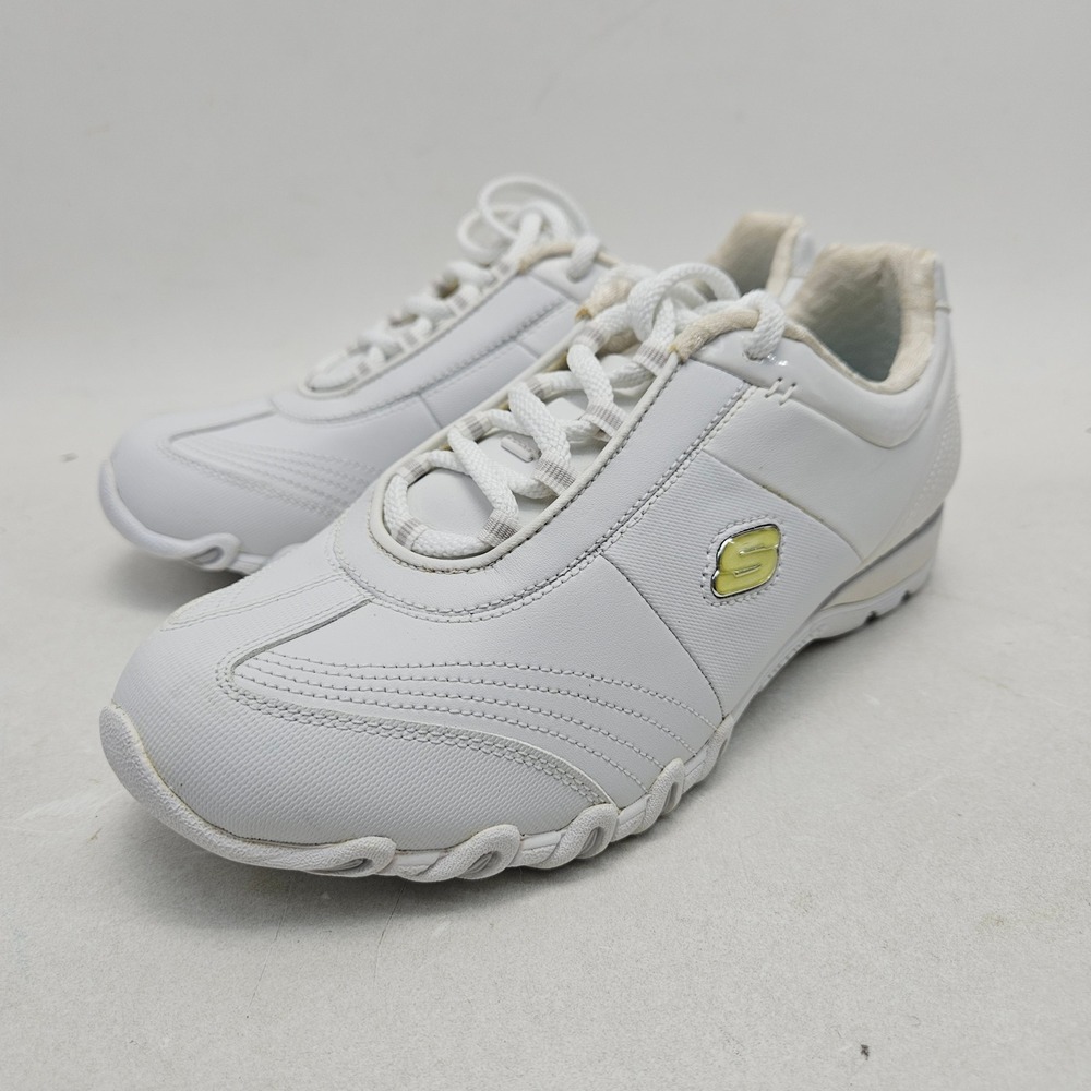 Skechers 21068 Womens 7.5 White Leather Synthetic Fashion Sneakers Size